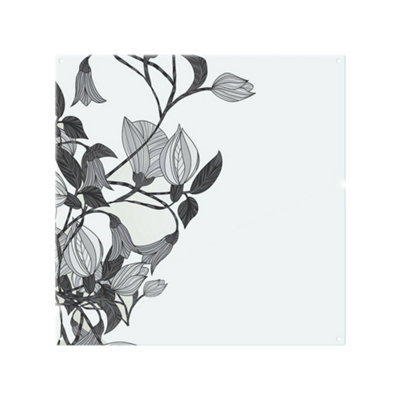 Benjamin Tate Design Black & White Flower Illustration Splash Back Designer Style from B&Q