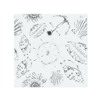 Benjamin Tate Design Drawn Nautical Elements Splash Back Designer Style from B&Q