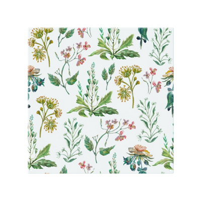 Benjamin Tate Design Watercolour Leaves & Flowers Splash Back Designer Style from B&Q