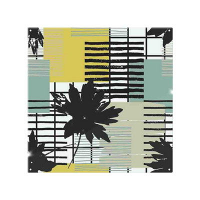 Benjamin Tate Design Geometric Shape & Leaf Print In Yellow & Green Splash Back Designer Style from B&Q
