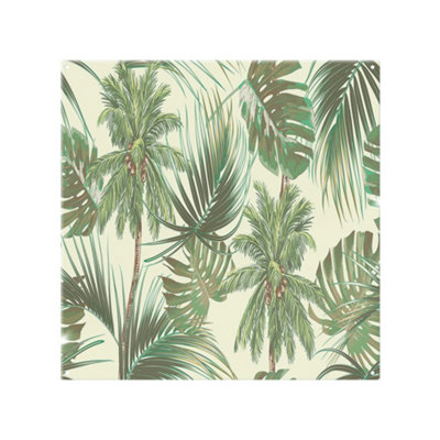 Benjamin Tate Design Tropical Leaves On Yellow Splash Back Designer Style from B&Q