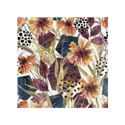 Benjamin Tate Design Autumn Geometric Flowers Splash Back Designer Style from B&Q