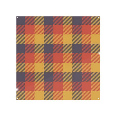 Benjamin Tate Design Orange Check Pattern Splash Back Designer Style from B&Q