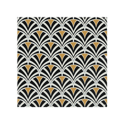 Benjamin Tate Design Black & Gold Shells Geometric Splash Back Designer Style from B&Q