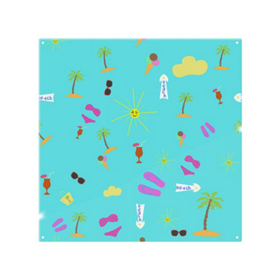Benjamin Tate Design Beach Cartoons Splash Back Designer Style from B&Q