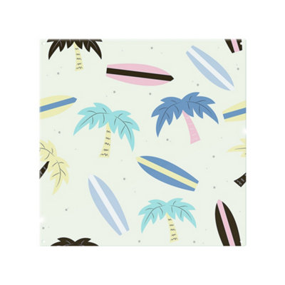 Benjamin Tate Design Surf Boards & Palm Trees Splash Back Designer Style from B&Q