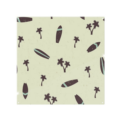 Benjamin Tate Design Surf Board & Palm Silhouettes Splash Back Designer Style from B&Q
