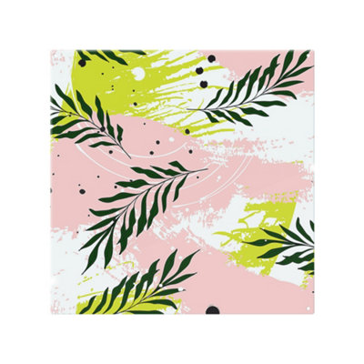 Benjamin Tate Design Green Leaves On Brush Strokes Splash Back Designer Style from B&Q