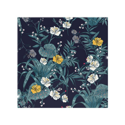 Benjamin Tate Design Blue & Yellow Flowers Splash Back Designer Style from B&Q