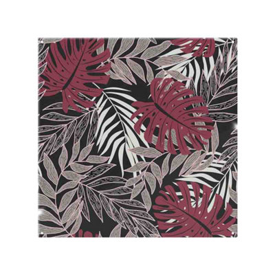 Benjamin Tate Design Tropical Leaves In Red White & Grey Splash Back Designer Style from B&Q