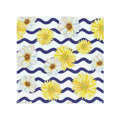 Benjamin Tate Design Bright Yellow Flowers & Zig Zags Splash Back Designer Style from B&Q