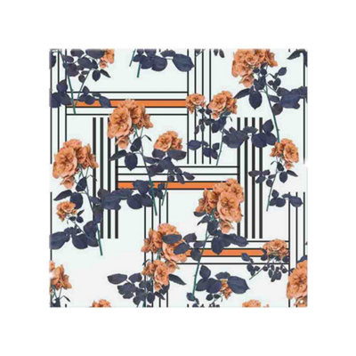 Benjamin Tate Design Geometric Lines & Flowers Splash Back Designer Style from B&Q
