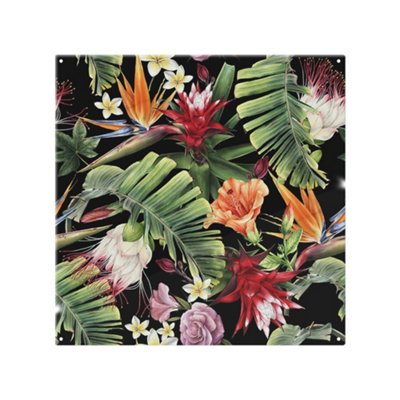 B&Q -  Tropical Flowers & Plant Leaves Splash Back Designer Style