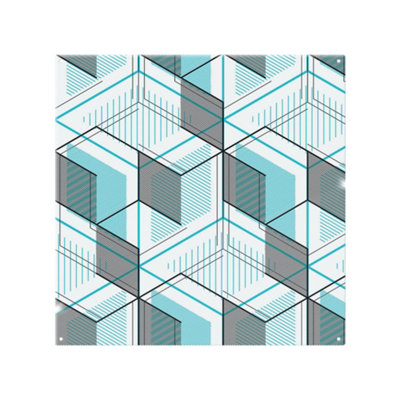 Benjamin Tate Design Blue Geometric Hexagons Splash Back Designer Style from B&Q