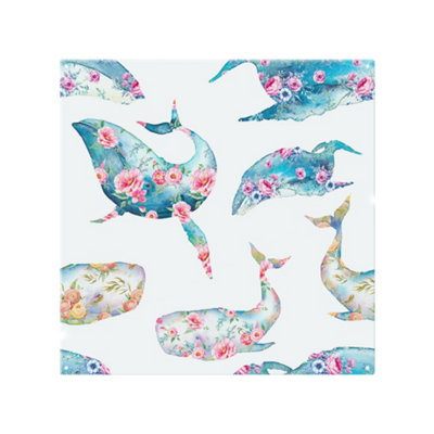 Benjamin Tate Design Whale With Flowers Splash Back Designer Style from B&Q