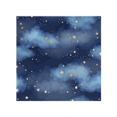 Benjamin Tate Design Dark Blue Sky With Gold Foil Constellations Splash Back Designer Style from B&Q