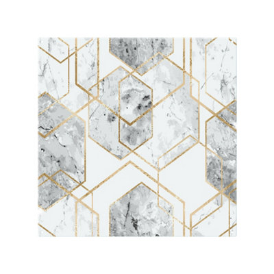 Benjamin Tate Design Geometric Marble Pattern With Gold Glitter Splash Back Designer Style from B&Q