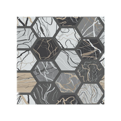 Benjamin Tate Design Hexagon Marble Splash Back Designer Style from B&Q