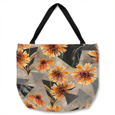 B&Q -  Geometric Floral Shapes Tote Bat Designer Style