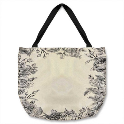 B&Q -  Hand Drawn Roses Tote Bat Designer Style