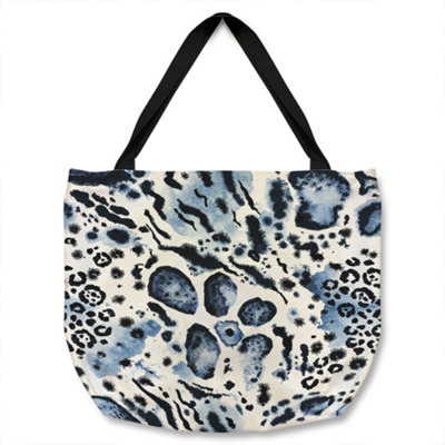 B&Q -  Blue Leopard Print Tote Bat Designer Style