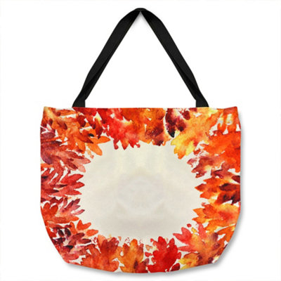 B&Q -  Circled Autumn Leaves Tote Bat Designer Style