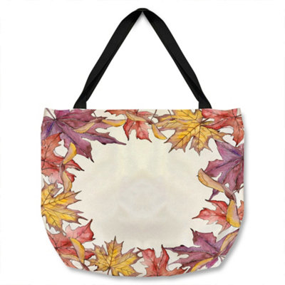B&Q -  Gold & Purple Leaves Tote Bat Designer Style