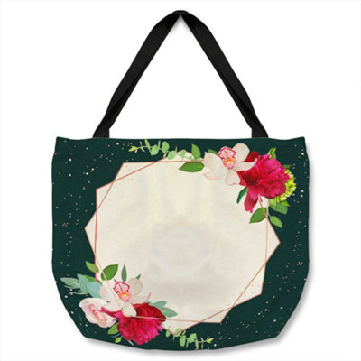 B&Q -  Bright Flowers Dark Tote Bat Designer Style