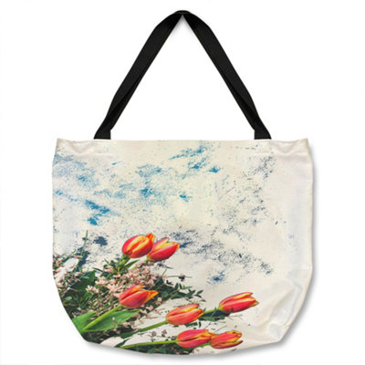 Benjamin Tate Design Flowers On Marble Tote Bat Designer Style