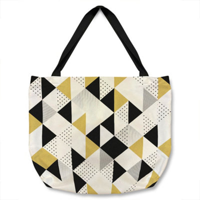 Benjamin Tate Design Gold & Black Geometric Triangles Tote Bat Designer Style from B&Q