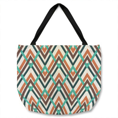 Benjamin Tate Design Coloured Geometric Zig Zag Tote Bat Designer Style from B&Q