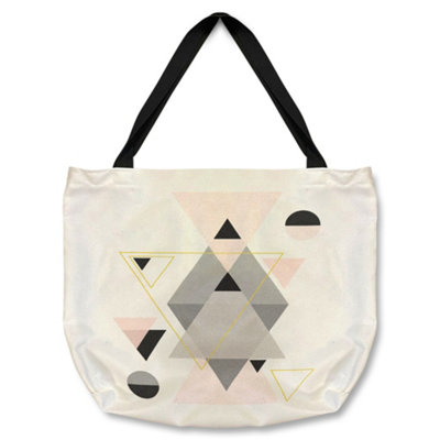 Benjamin Tate Design Pink & Grey Geometric Triangles Tote Bat Designer Style from B&Q