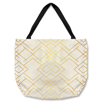 B&Q -  Golden Geo Pattern Tote Bat Designer Style