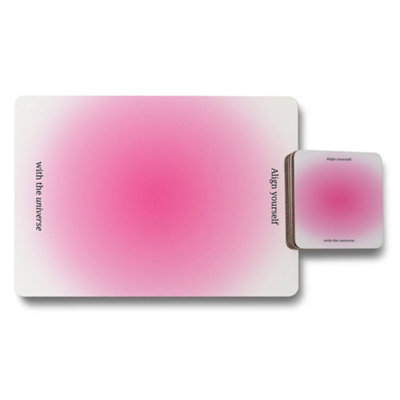 Benjamin Tate Design Set Of 12 Placemats And Coasters With Wood Bottom Pink Gradient Design from B&Q
