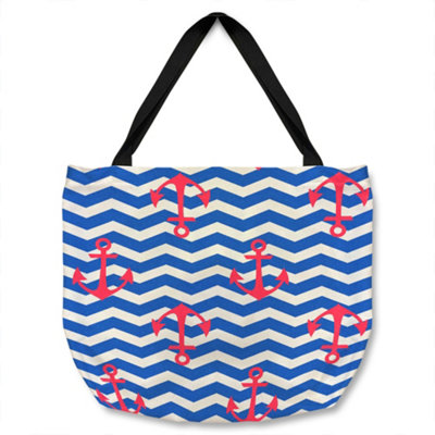 Benjamin Tate Design Anchors On Zig Zag Stripes Tote Bat Designer Style from B&Q