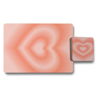 Benjamin Tate Design Heart Design Peach Placemat And Coaster Set 12 Pieces 11X8 Placemats from B&Q
