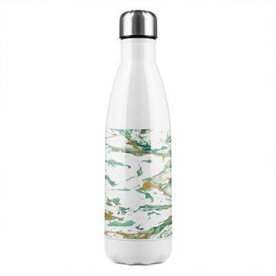 B&Q -  Green & Golden Marble Stainless Steel Bottle Designer Style