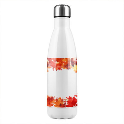 B&Q -  Circled Autumn Leaves Stainless Steel Bottle Designer Style