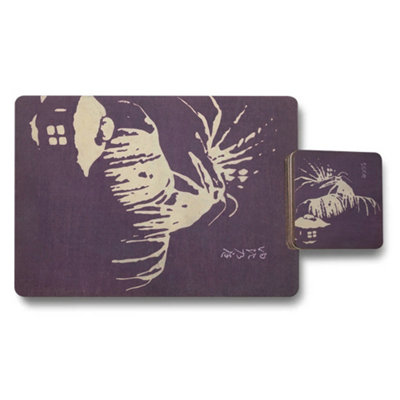 Benjamin Tate Design Set Of 12 Placemats And Coasters 11X8 And 3.7In Designer Artwork Wood Bottom from B&Q