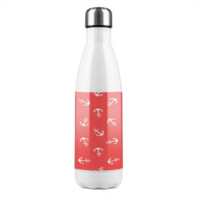 B&Q -  Anchors On Red Stainless Steel Bottle Designer Style