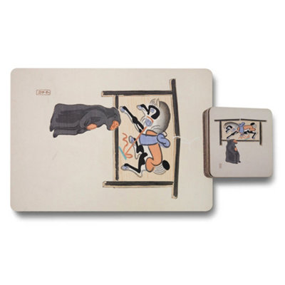 B&Q -  Set Of 12 Placemats And Coasters With Designer Artwork And Wood Bottom
