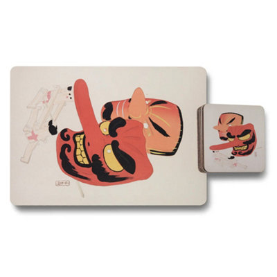 B&Q -  Set Of 12 Placemats And Coasters Designer Artwork Wood Bottom