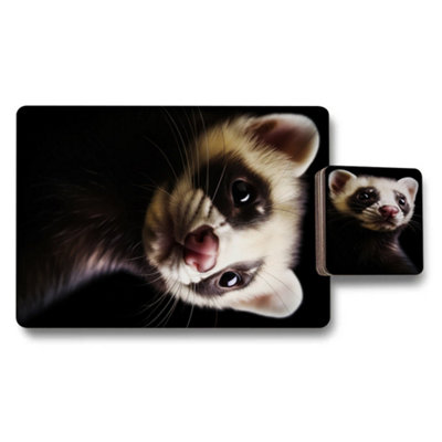 B&Q -  Ferret Themed Placemat And Coaster Set 12 Pieces 11X8 Placemats