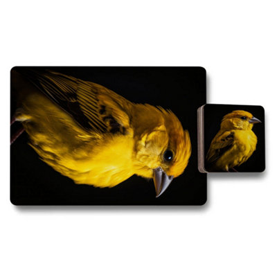 B&Q -  Yellow Bird Placemats And Coasters Set 12 Piece 11X8