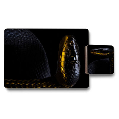 Benjamin Tate Design Snake Design Placemat And Coaster Set12 PiecesWood Bottom from B&Q