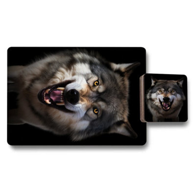 B&Q -  Wolf Themed Placemat And Coaster Set Of 12 Pieces 11X8 Placemats