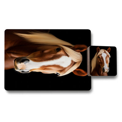 B&Q -  Horse Artwork Placemat And Coaster Set 12 Pieces 11X8 Placemats And Coasters