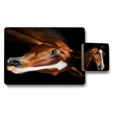 B&Q -  Horse Themed Placemat And Coaster Set 12 Pieces 11X8 Placemats 3.7X3.7