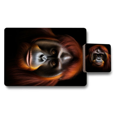 Benjamin Tate Design Orangutan Design Placemat And Coaster Set 12 Pieces 11X8 from B&Q