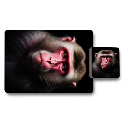 Benjamin Tate Design 12 Piece Placemat And Coaster Set With Monkey Artwork 11X8 Wood Bottom from B&Q